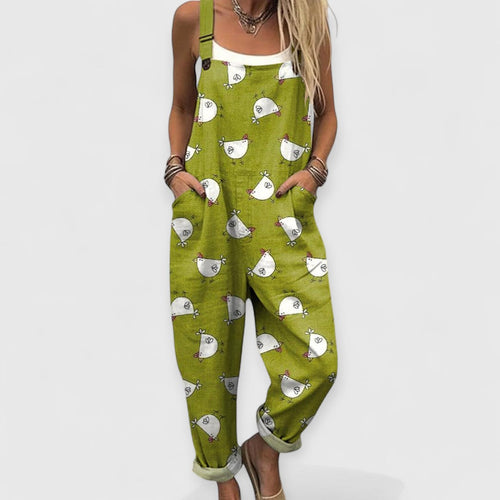 Althea - Damen Vintage Weitbeiniger Jumpsuit